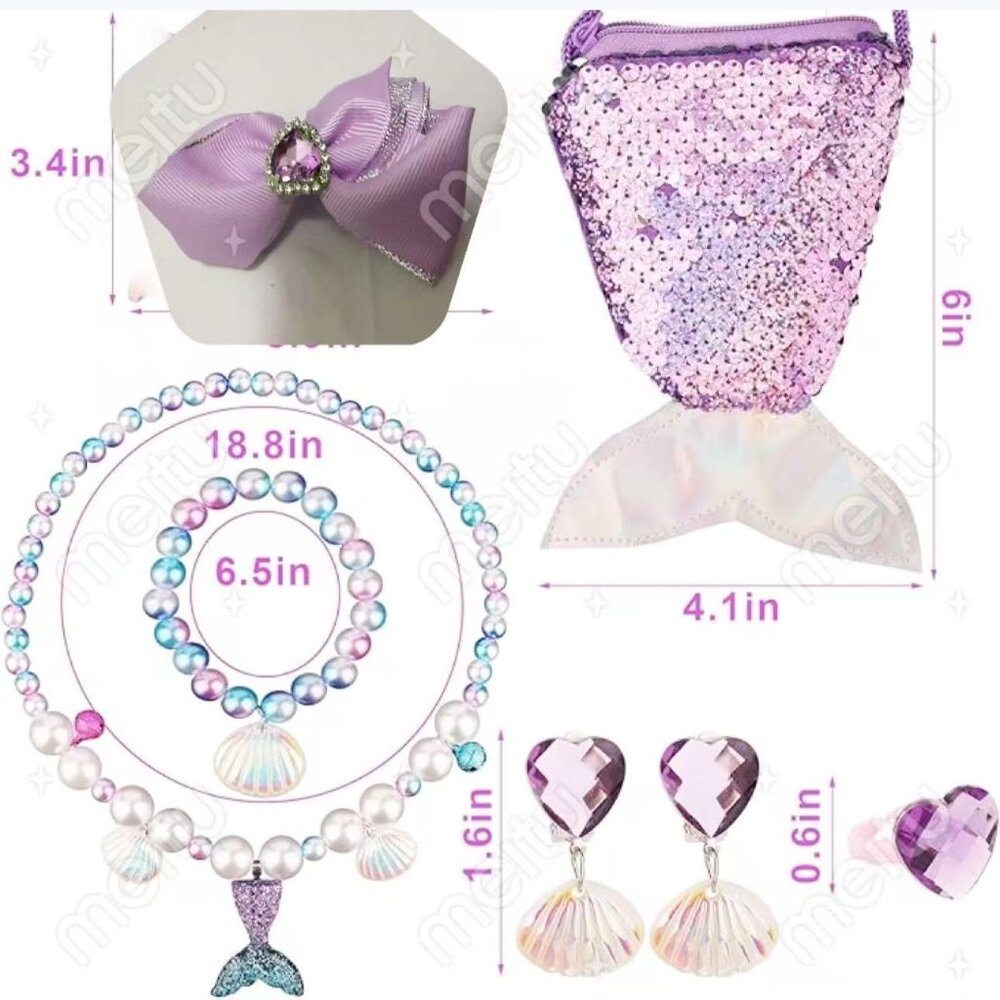 Dress Up for Girls Kids Birthday 7 pieces of mermaid jewelry supplies - Picture 3 of 7